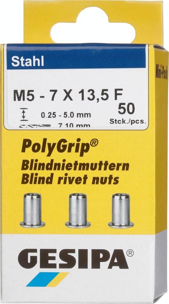 Bl.Nietm.Stahl Minipack Polygrip M5 x 7 x 13,5