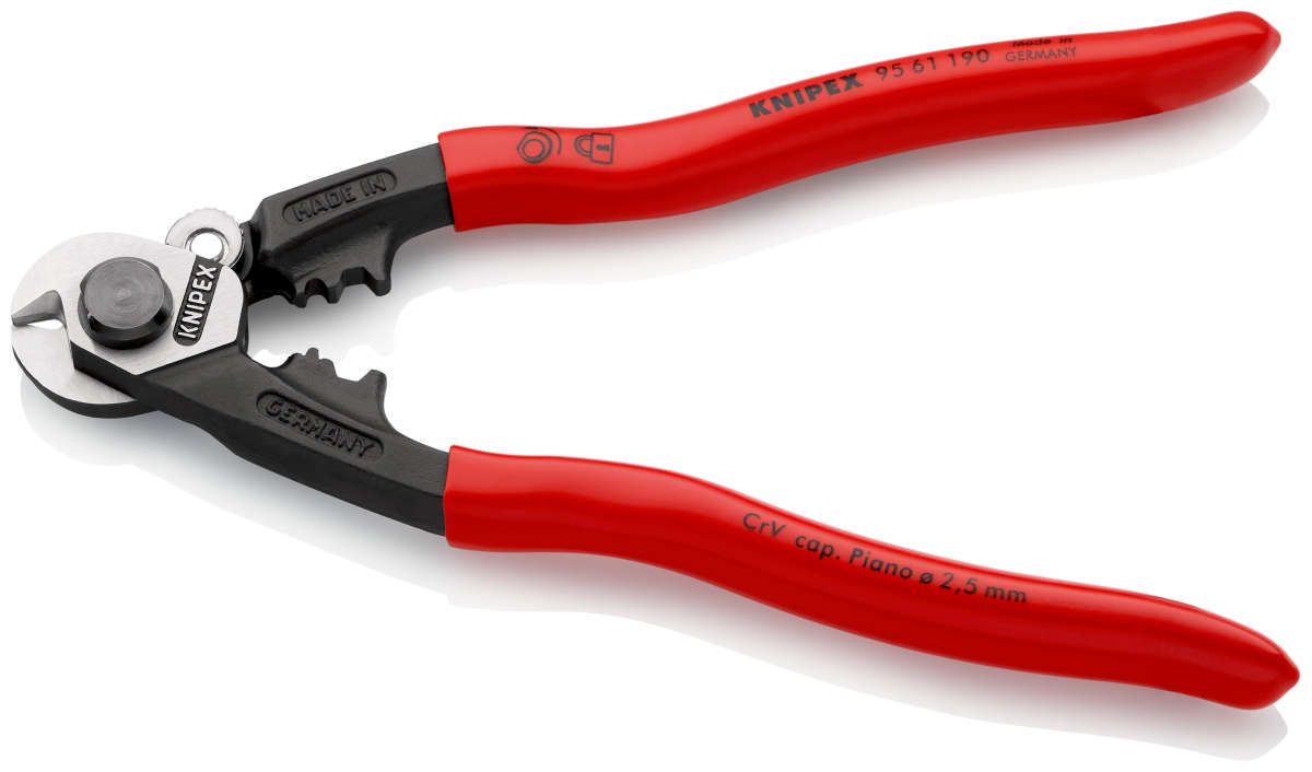 KNIPEX 95 61 190 Drahtseilschere geschmiedet mit Kunststoff überzogen 190 mm