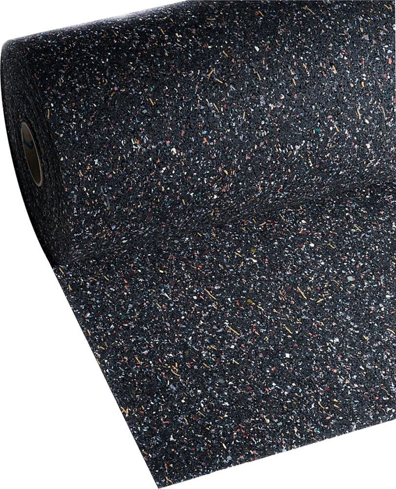 Recyclingmatte Gummi/PU, schwarz-bunt 3mm, 1500mm 5m