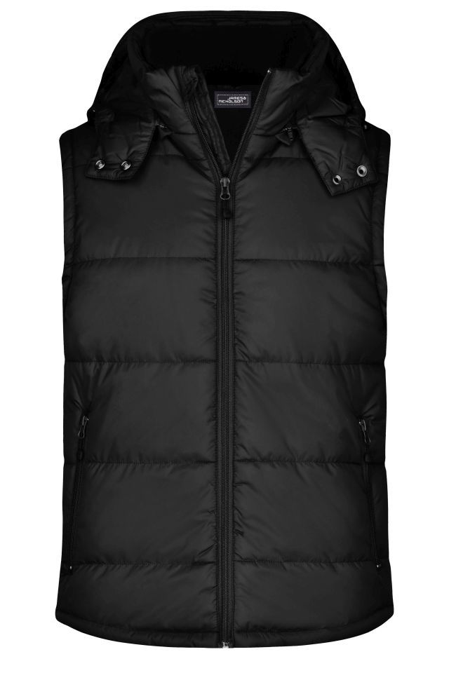 Men's Padded Vest Modische Steppweste mit abnehmbarer Kapuze schwarz, Gr. S