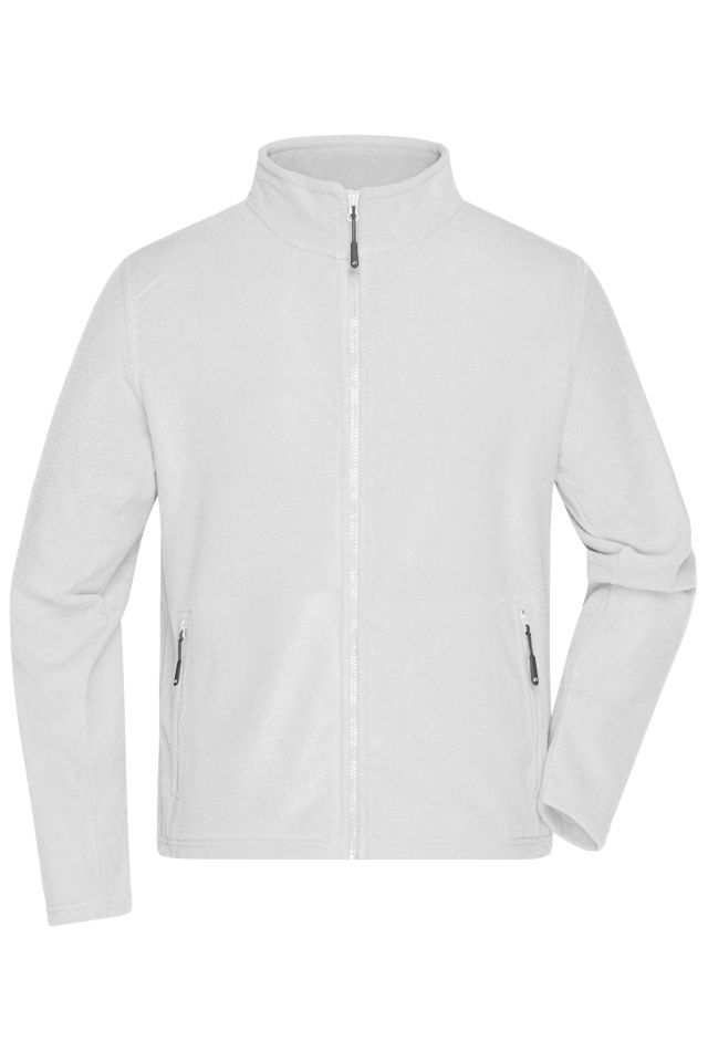 Men's Fleece Jacket Fleecejacke mit Stehkragen im klassischen Design weiß, Gr. M
