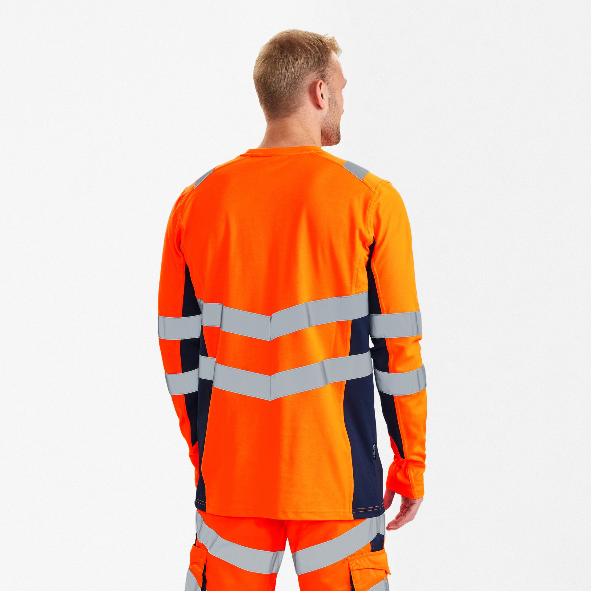 Safety Langarm-Shirt Orange/Blue ink, Gr. 5XL