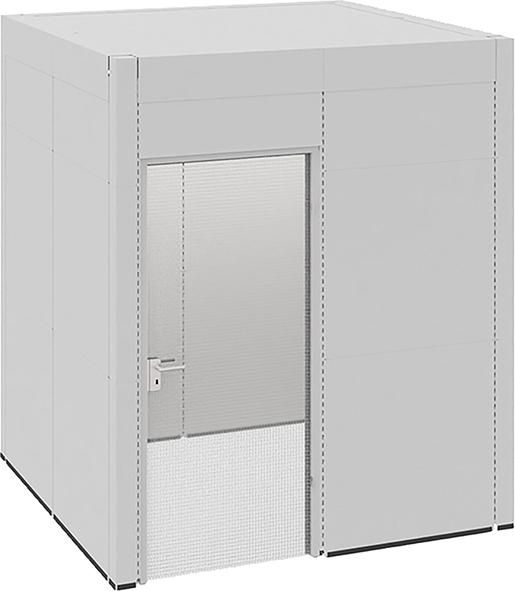 Raumkabine mit wacoTür RAL 7035/9010 B2230xT2230xH2610mm LED Deckenelemente