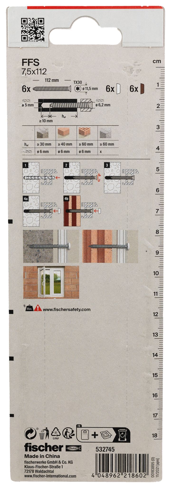 Fensterrahmenschr. FFS 7,5x112 K (6)
