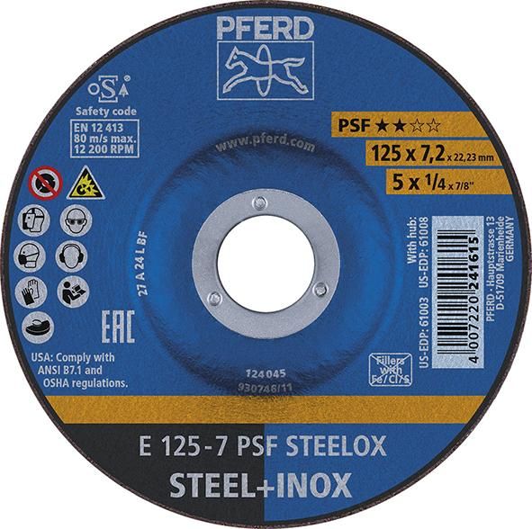 Schruppscheibe gekröpft PSFSTEELOX 115x7mm PFERD