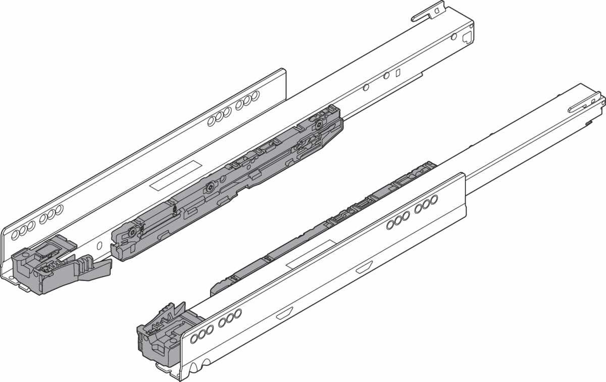 LEGRABOX Korpusschiene BLUMOTION int./für TOB geeignet/für SERVO-DRIVE geeignet, Vollauszug, 40 kg, NL=550 mm, links/rechts, verzinkt