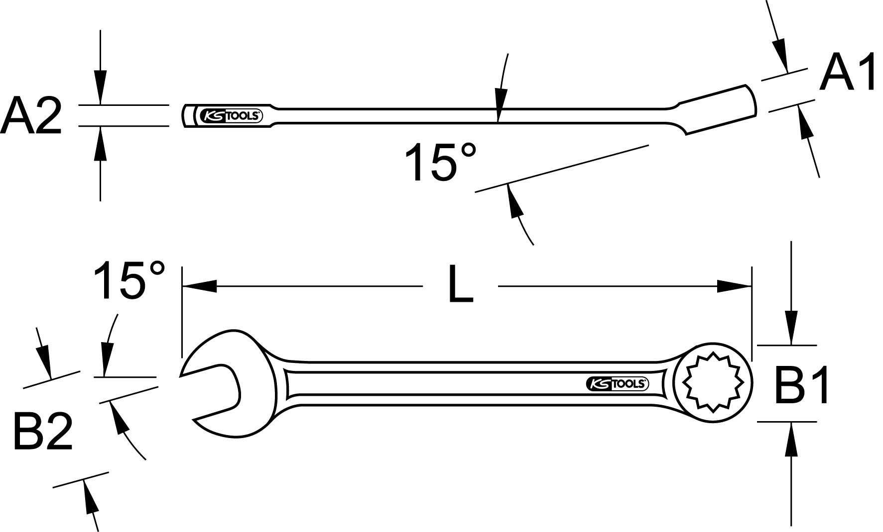 KS Tools Ringmaulschlüssel, abgewinkelt, 46mm