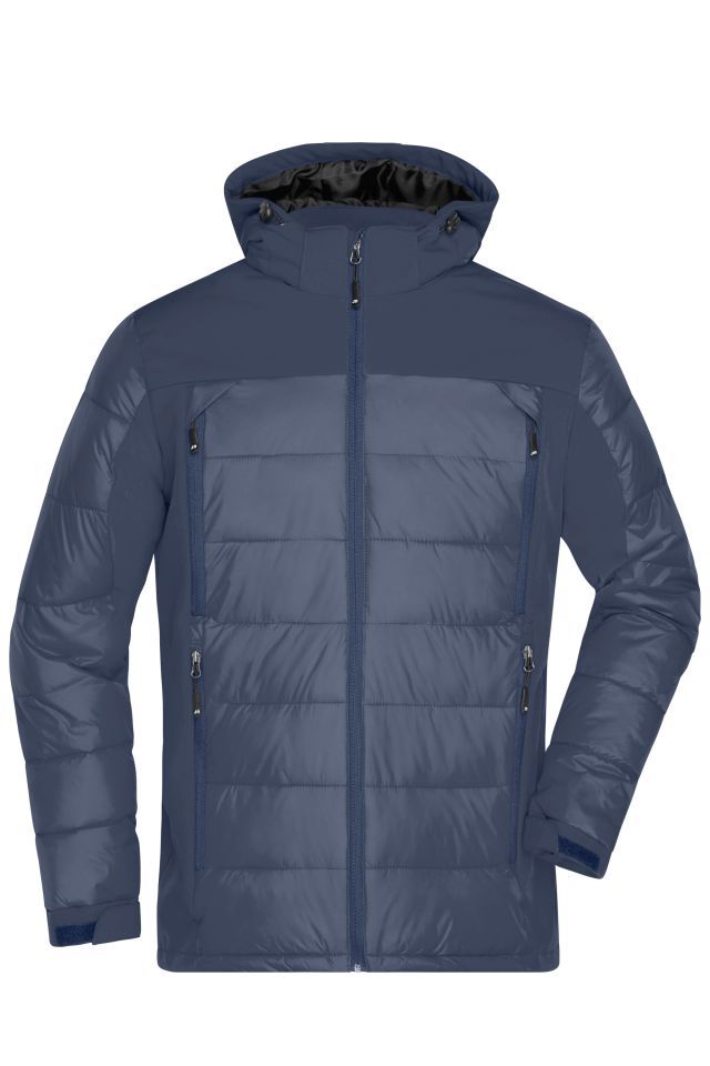 Men's Outdoor Hybrid Jacket Thermojacke in attraktivem Materialmix blau, Gr. M