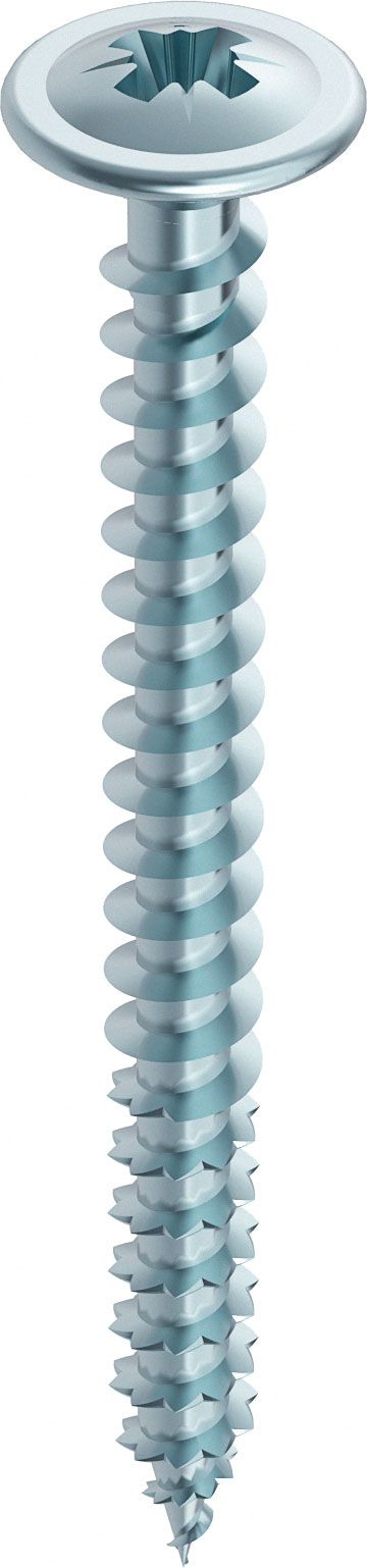HECO-FIX-plus 4,0 x 40, Rückwandschraube, Pozi-Drive, Vollgewinde, verzinkt blau, A2K, gleitbeschichtet, 500 Stück, VARIANTA-Handwerkerverpackung
