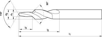 Kurzstufenbohrer HSS Kernloch 90Grad M3 FORMAT