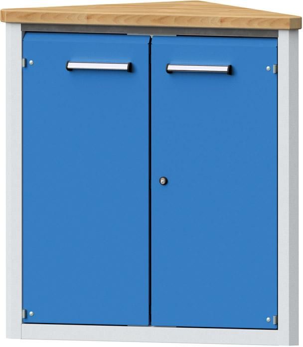 Anke Eckschrank 90 G B973xT525xH1020mm RAL 7035/5012 2 eingeschweißte Böden