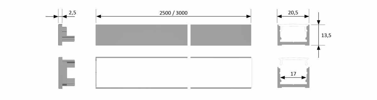 ChannelLine D2 Alu/Opal, L=2500