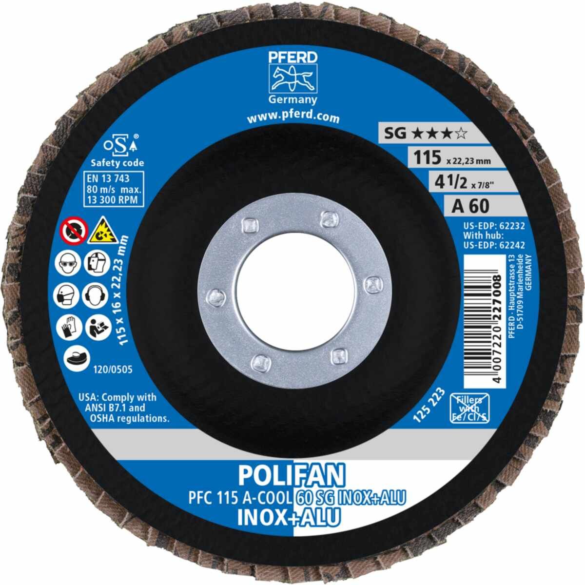 PFERD POLIFAN-Fächerscheiben PFC 115 A-COOL 60 SG INOX+ALU