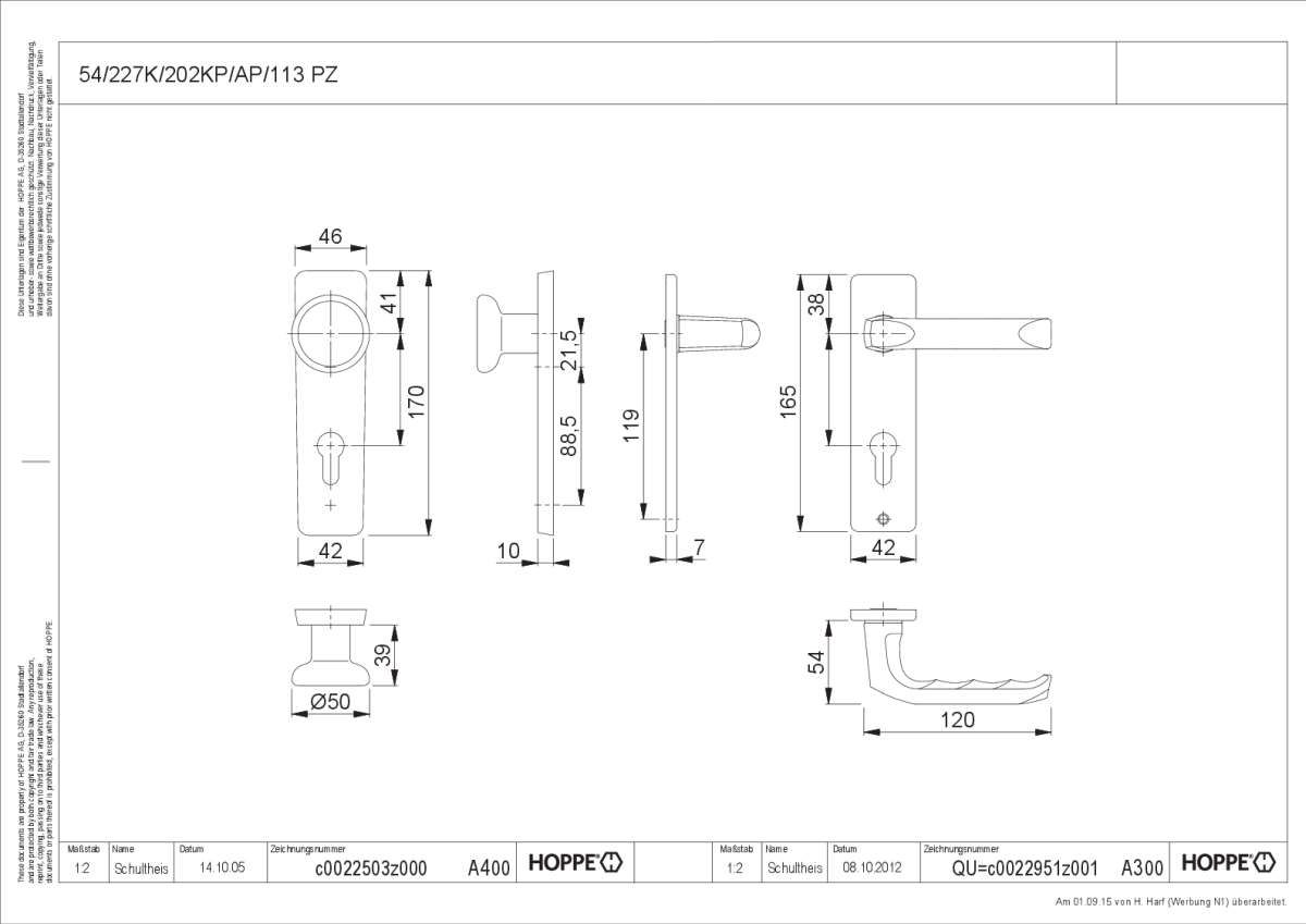 Hoppe/Wechselgrt LONDON 54/227/202KP/AP/113 PZ F1