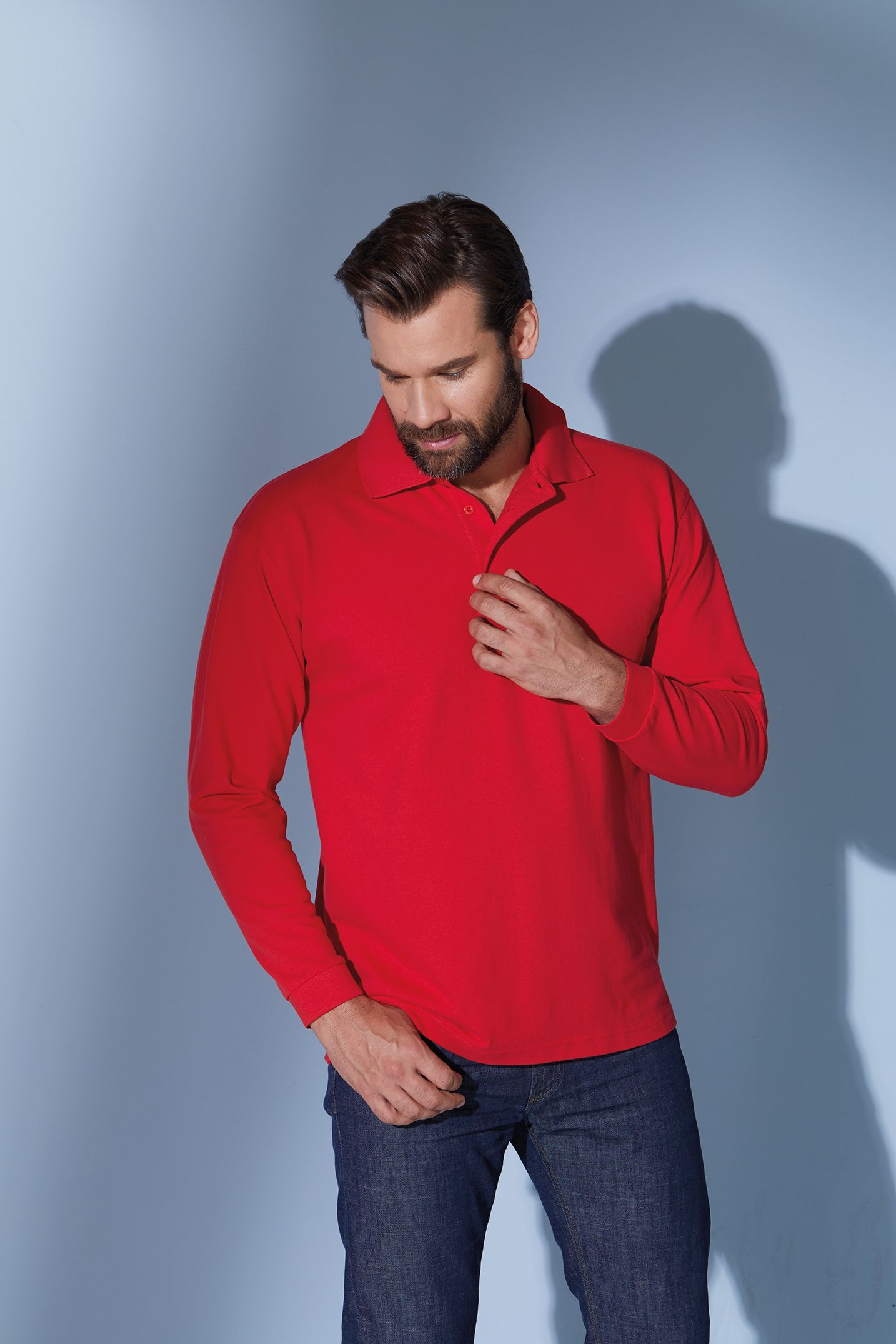 James & Nicholson JN022 Herren-Polo-Shirt Langarm, Weiß, Gr. XL