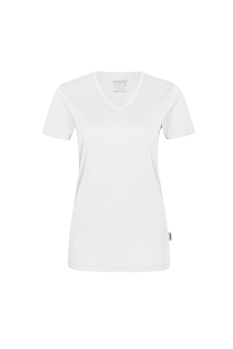 HAKRO Damen V-Shirt COOLMAX® weiß, XS