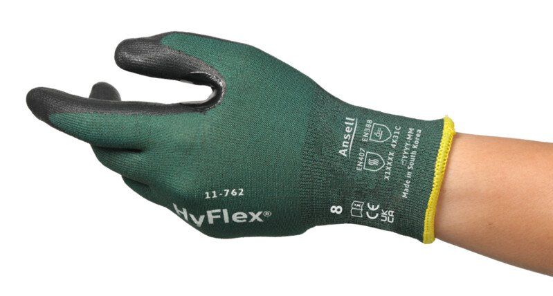 SCHNITTSCHUTZHANDSCHUH HYFLEX 11-762 Strickgewebe, grün/schwarz, Gr. 9