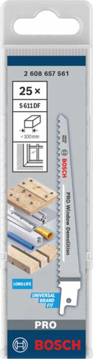 PRO Window Demolition S611DF Säbelsägeblatt, 1,25 x 19 x 150 mm, 25-tlg.
