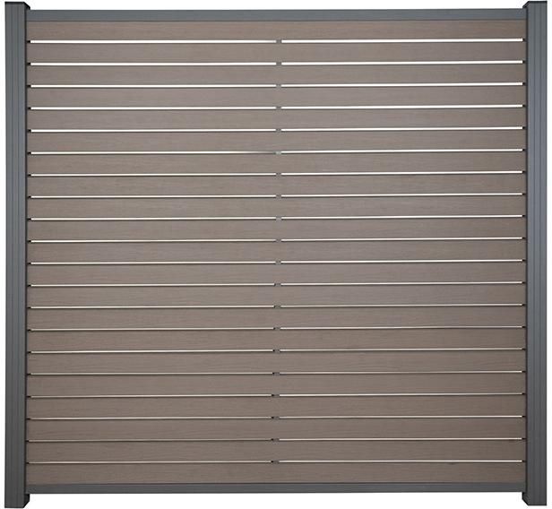 HANÖ-Serie SCHOKO 21 Lamellen Holzstruktur BPC-Rhombus-Steckzaun 20 x 75/68 x 1793 mm