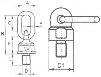 CARTEC® Anschlagwirbel (drehbar), GK8, M10x18, 300 kg (90°)/600 kg (0°)