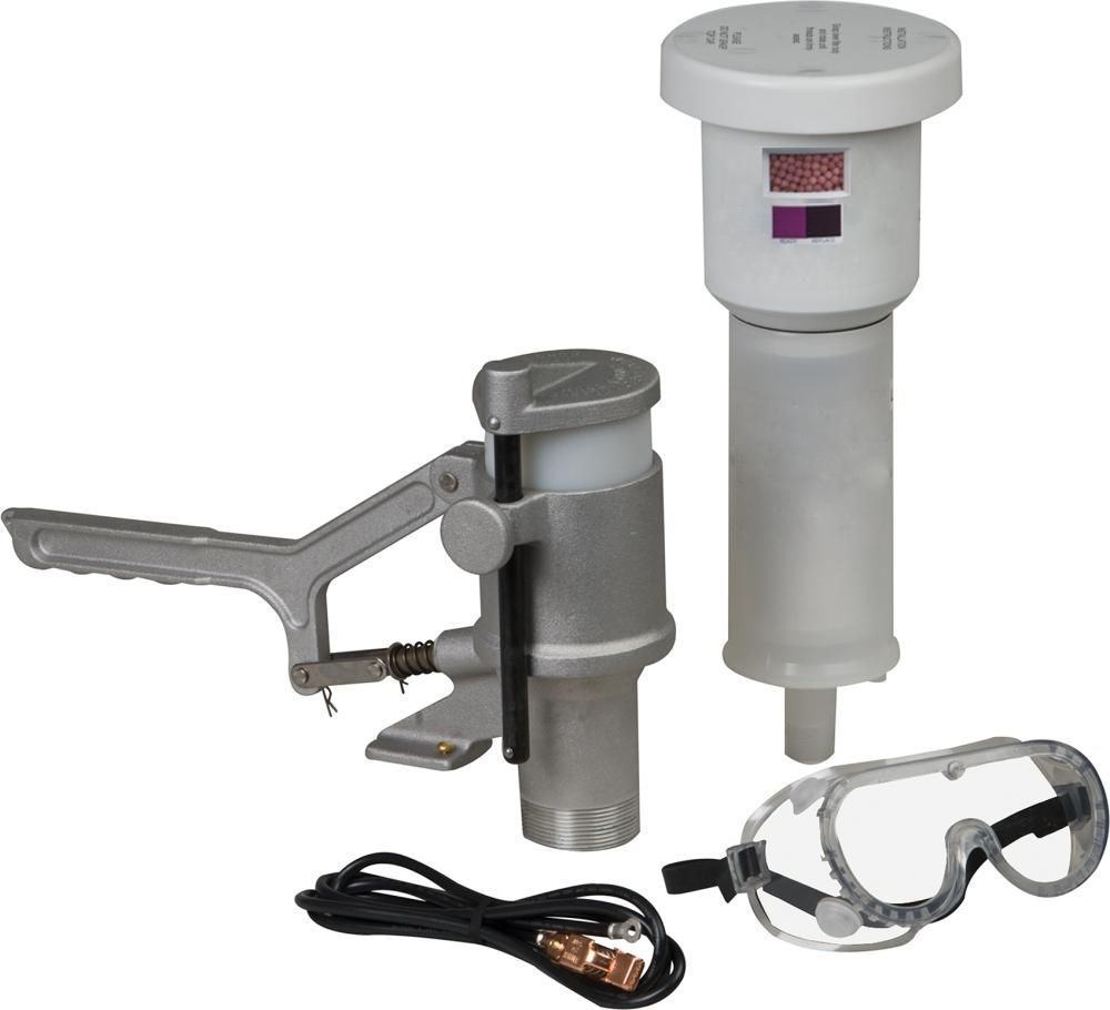 Aerosoldosen- Recyclingsystem Set Auslaufstutzen, Filter Abgreifklemme, Brille