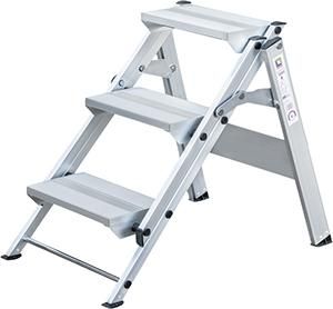 Alu-Klapptreppe 3 Stufen ohne Bügel Höhe o. Stufe 0,64 m Arbeitshöhe bis 2,70 m