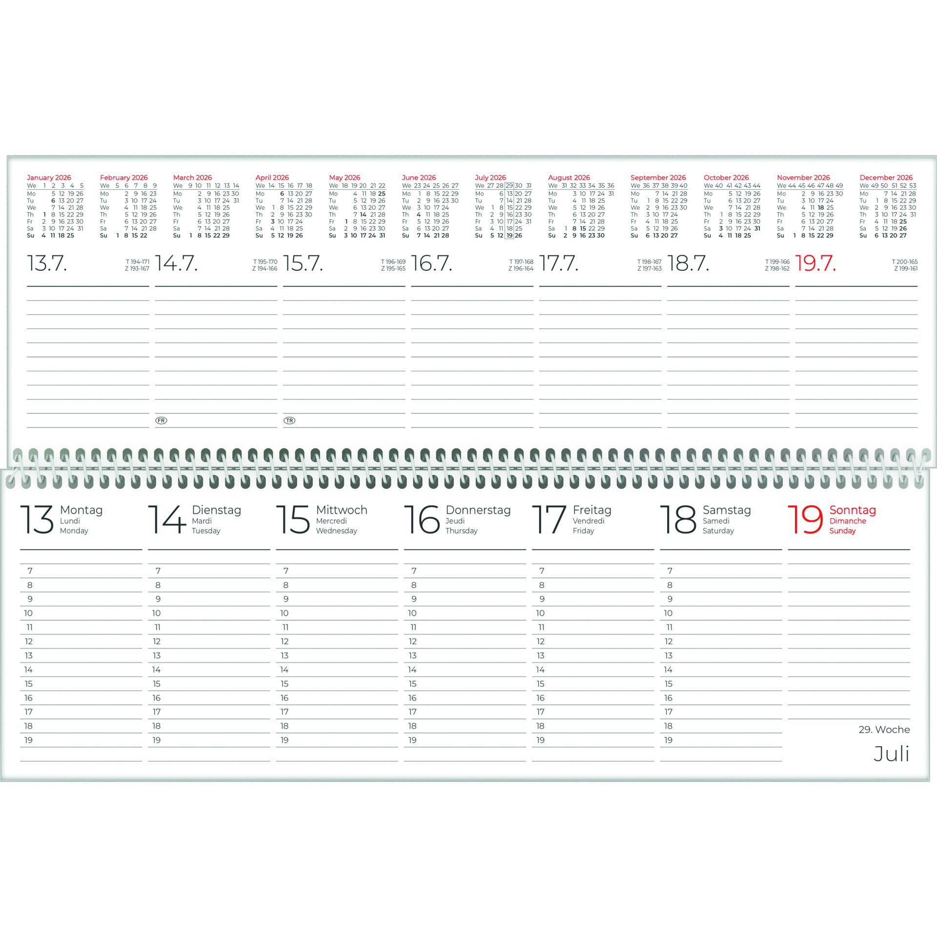 Querkalender 1W/2S