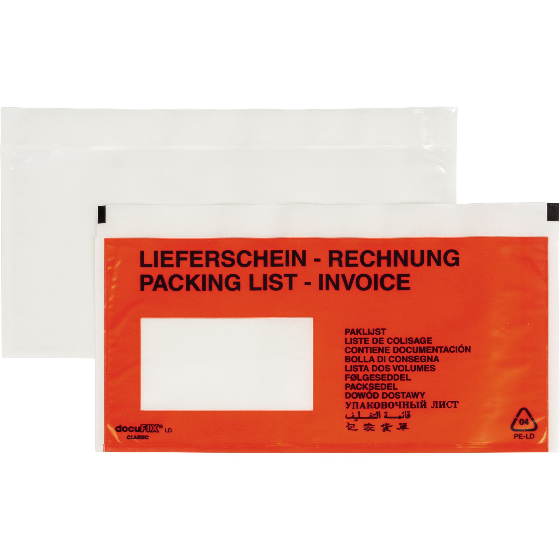 Dokumententasche Lieferschein Rechnung DL mF sk rt 250St