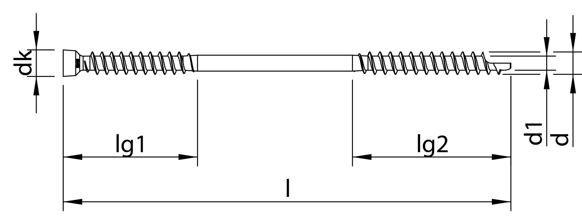 WT-T 8,2 x 160, Zylindersenkkopf, T-Drive, UK-Gewinde, verzinkt blau, A3K, 100 Stück, SFS-Verpackung
