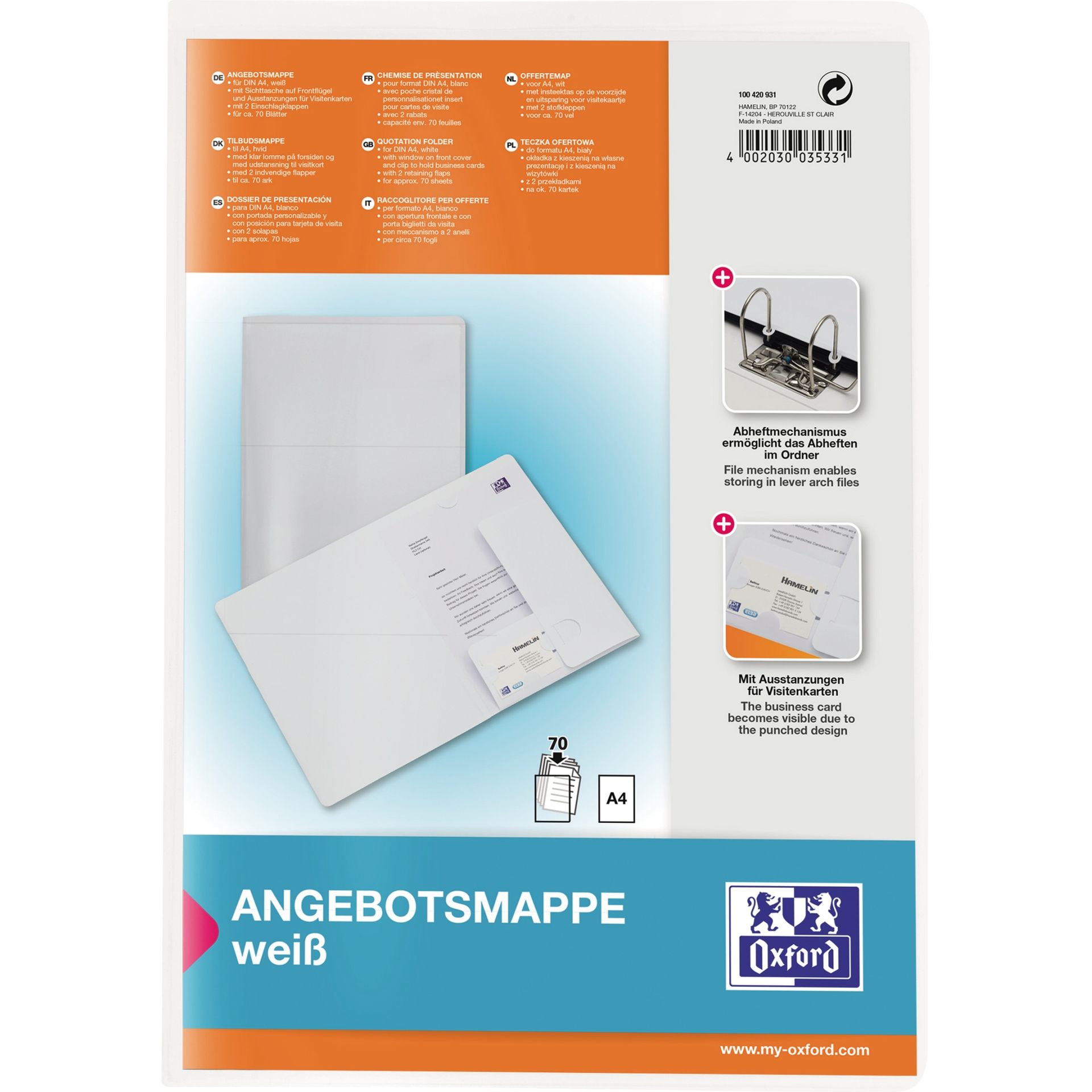 Angebotsmappe image+ DIN A4 50Bl. PP weiß