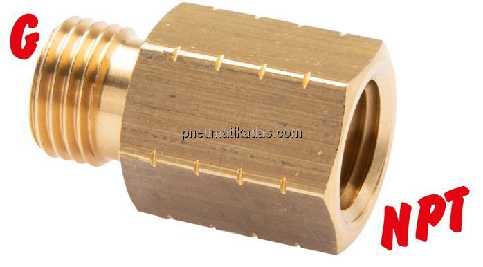 Reduziernippel G 1/8"(AG)-NPT 1/8"(IG), Messing