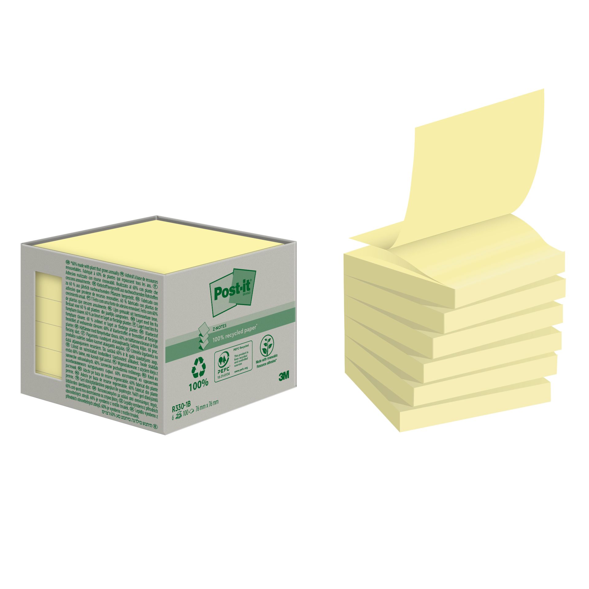 Haftnotiz Recycling Z-Notes ge 6x100Bl