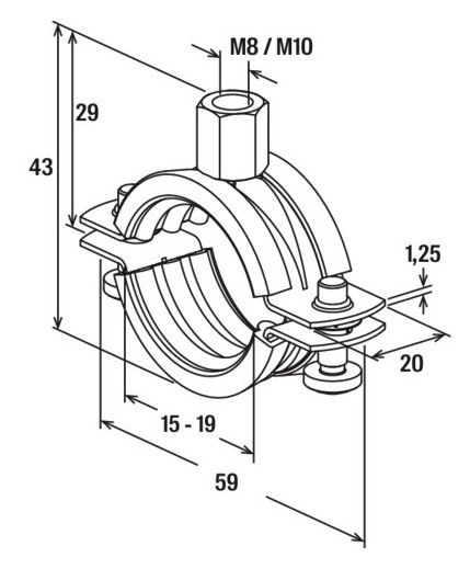 FISCHER Rohrschelle FRS 15-19 M8/M10