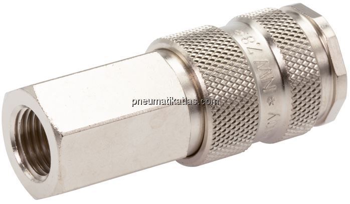 Kupplungsdose (NW7,2) G 1/4"(IG), Stahl gehärtet, vernickelt / Messing vernickel