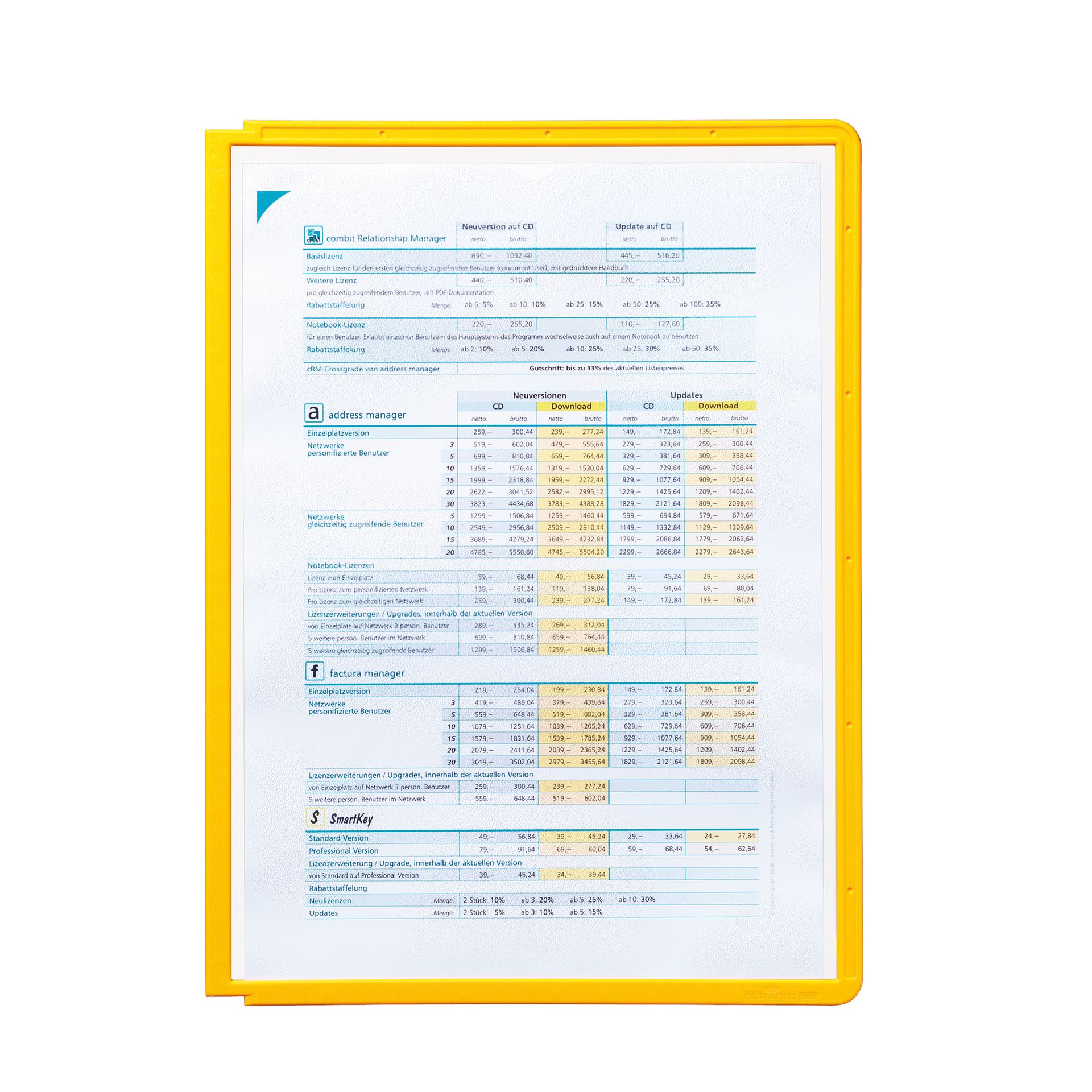 Sichttafel SHERPA Panel DIN A4 PP gelb
