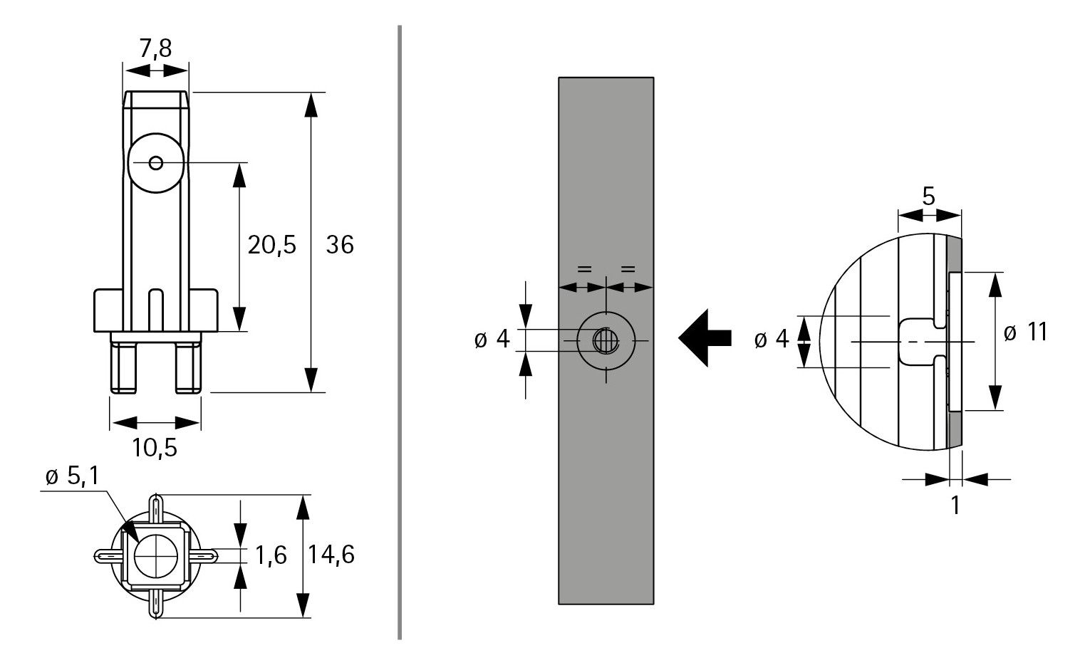 HETTICH CADRO Set Universalverb+Schraube