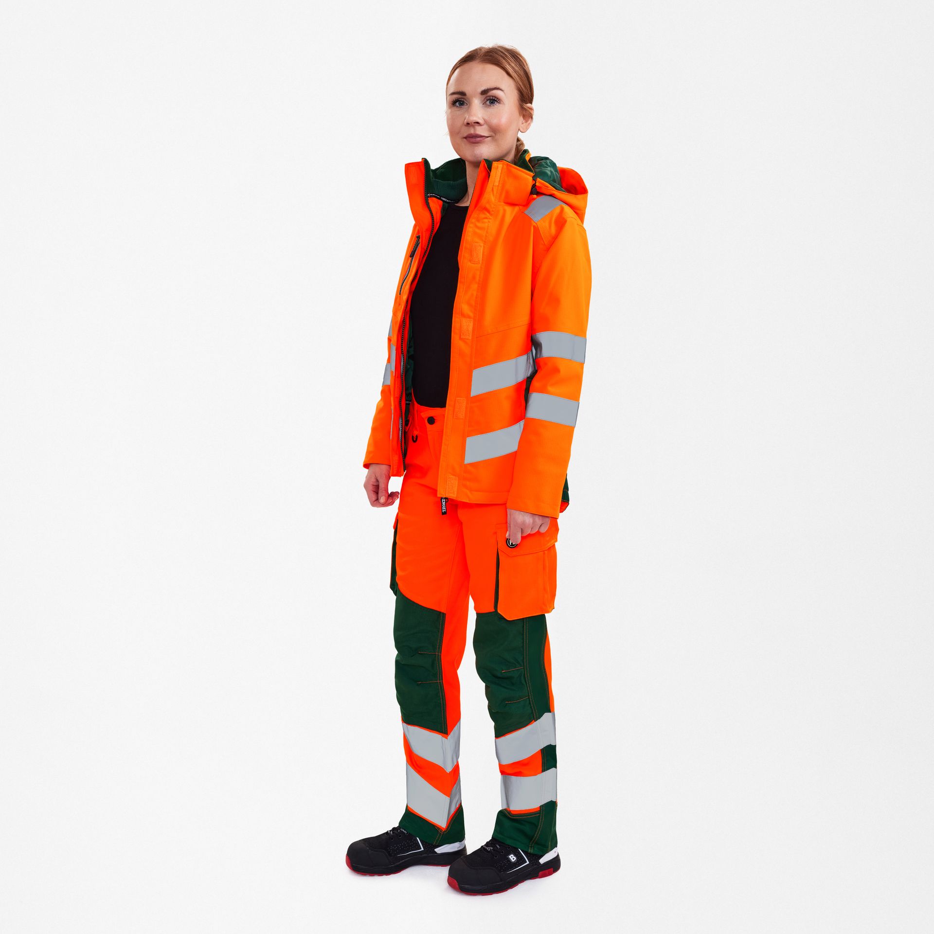Safety Damen Winterjacke Orange/Grün, Gr. XL