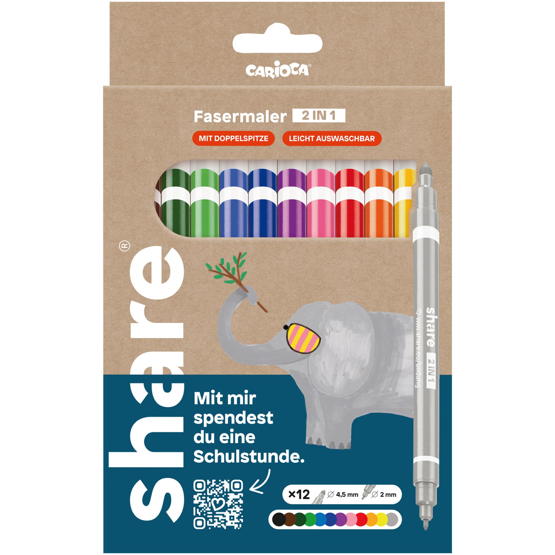 Fasermaler 2in1 sort 12St
