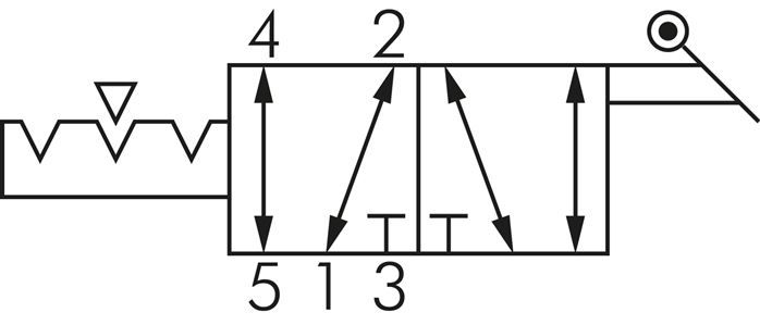 5/2-Wege Handhebelventil, Federrückstellung, G 1/8"