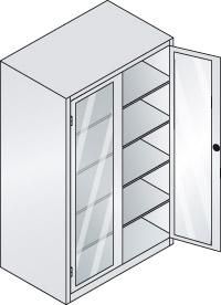 Flügeltürenschrank XXL B12000xT800xH1950 mm Türen mit Sichtfenster