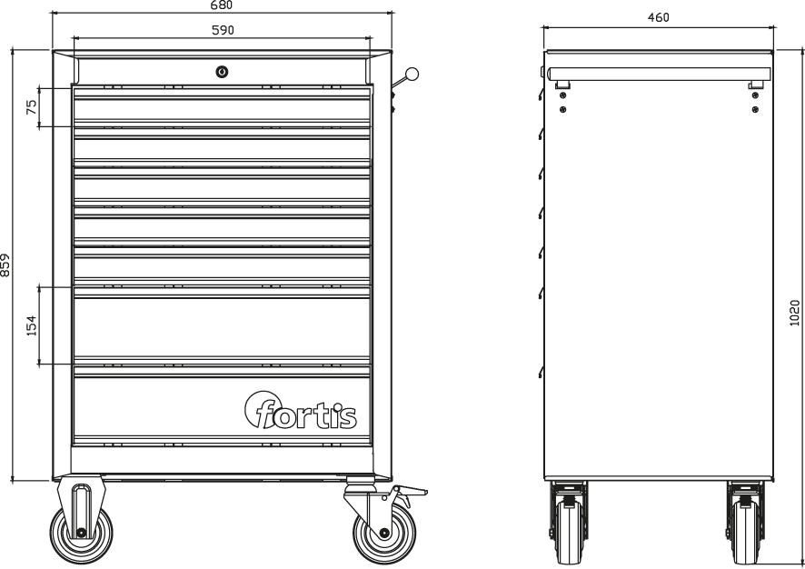 Werkstattwagen 680x460x1020mm FORTIS