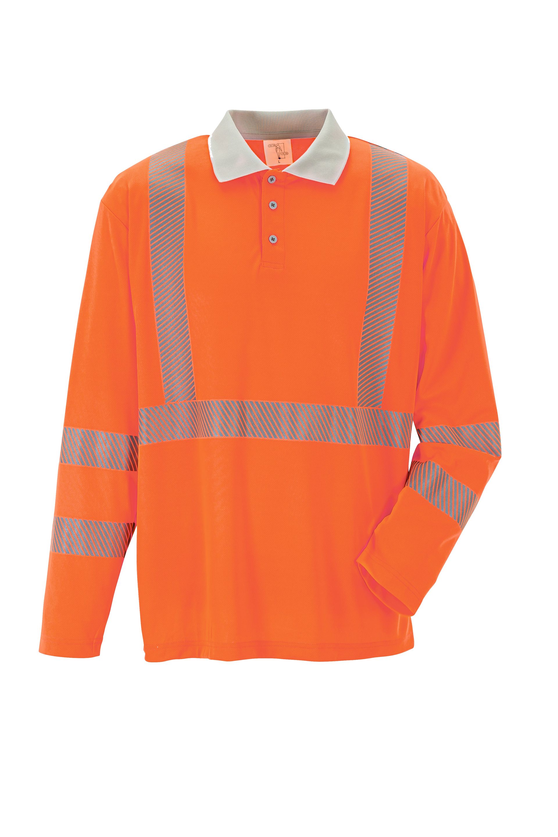 Planam Poloshirt langarm Norit Warnschutz orange/zink Gr. XS
