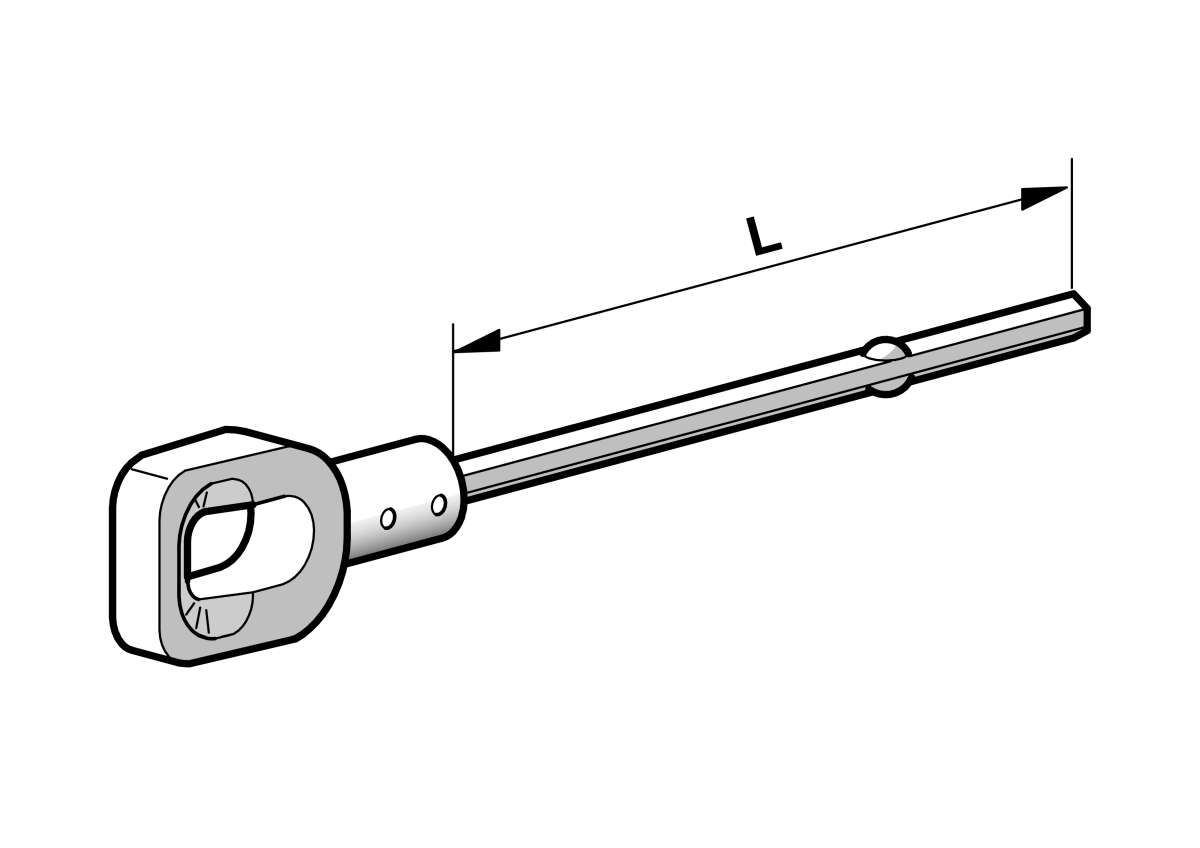 Öse für Kurbelgestänge mit 6-kant-Welle Länge 165 mm