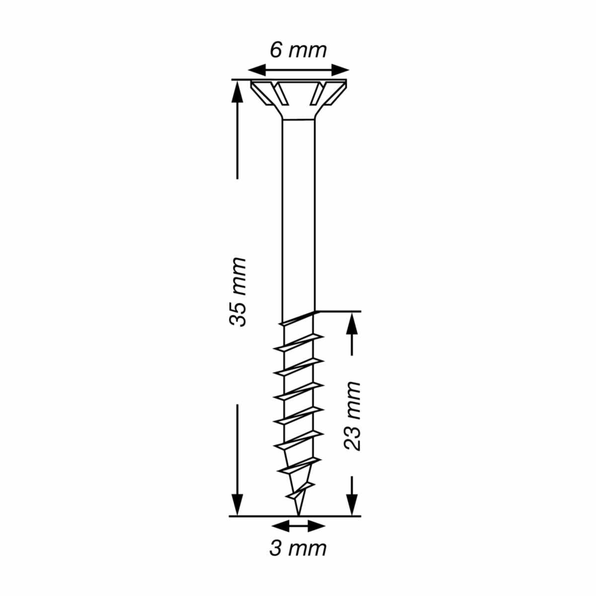 SPAX Universalschraube, 3 x 35 mm, 1000 Stück, Teilgewinde, Senkkopf, T-STAR plus T10, S-Spitze, WIROX - 0191010300355