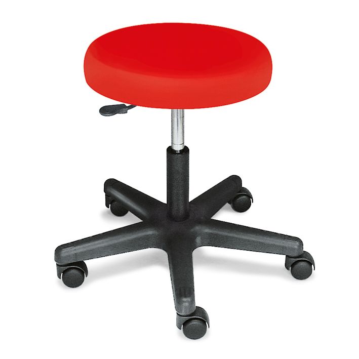 Rollhocker ratiomed rot,mit schwarzem KunststofffußkreuzPolster 70 mm