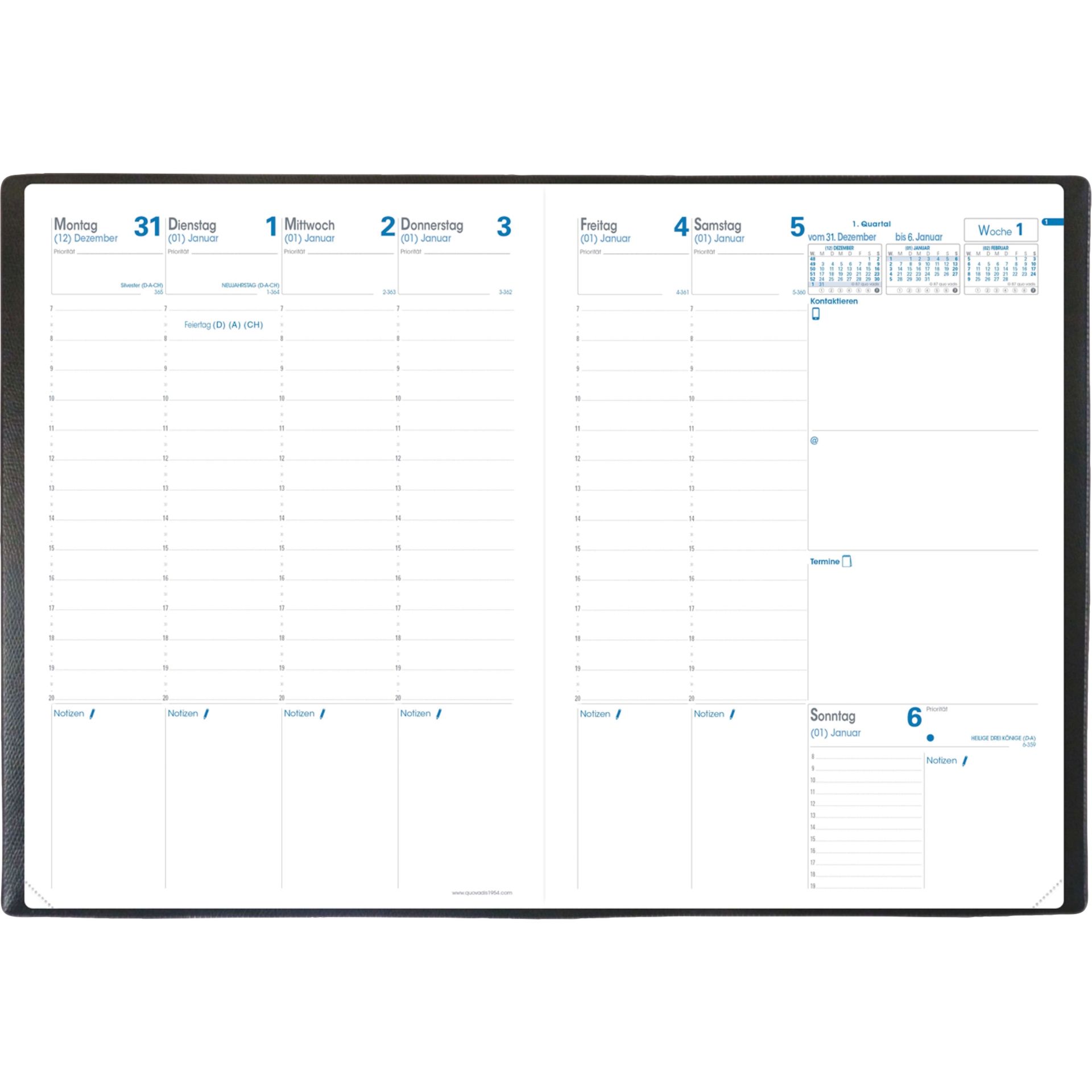 Kalender Prenote Impala 21x29,7cm 2S/1W sw