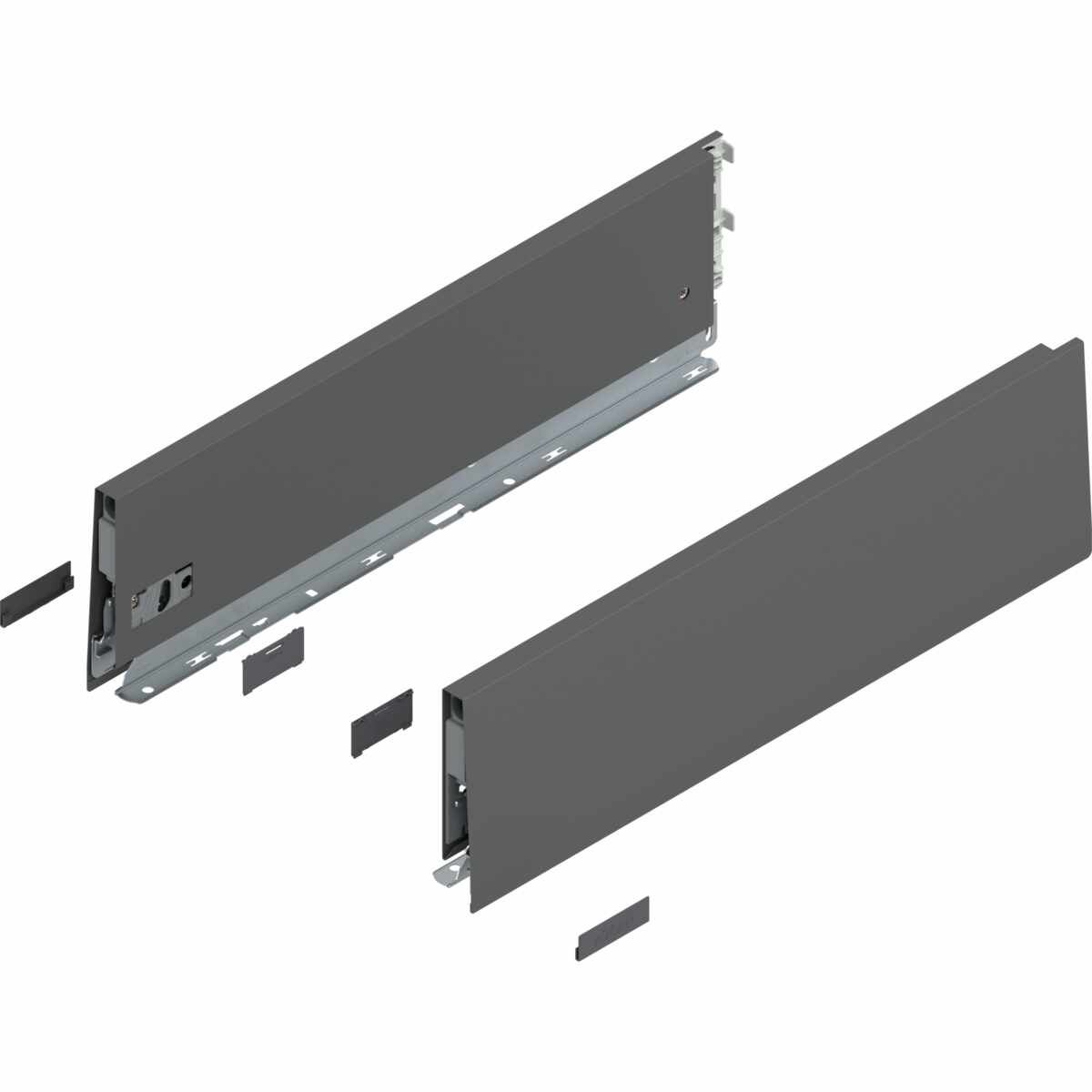 MERIVOBOX Zarge, Höhe K (129 mm), NL=450 mm, links/rechts, oriongrau matt