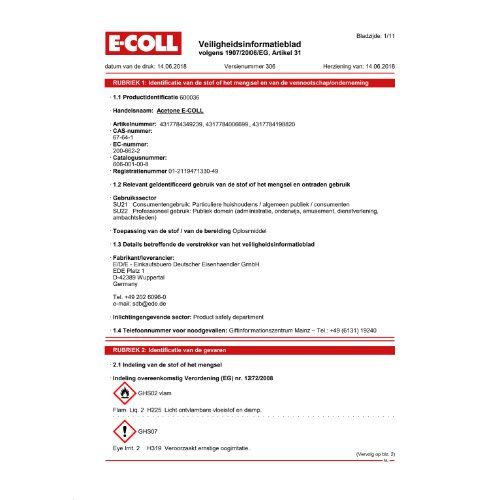Aceton 1L Dose E-COLL