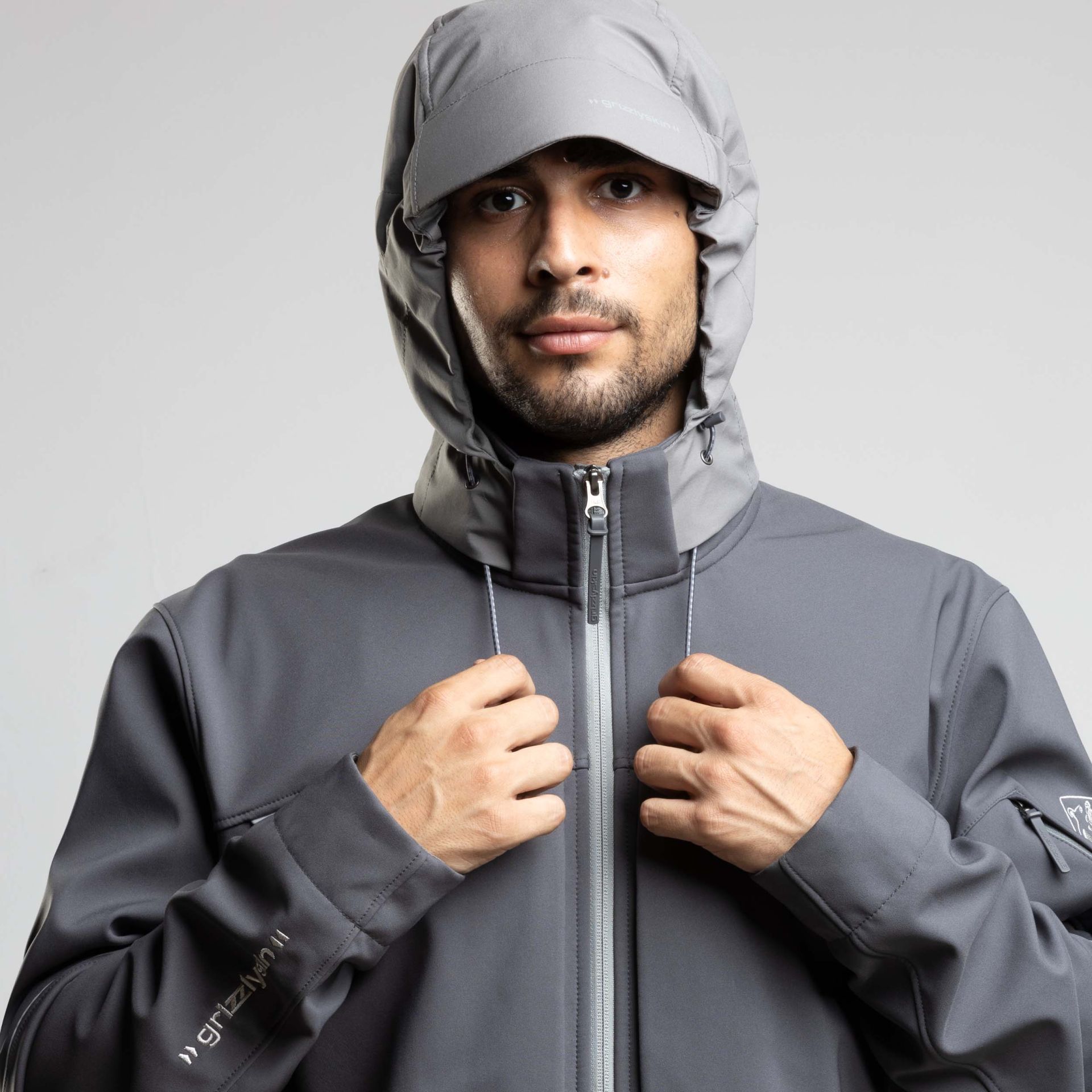 Grizzlyskin Kapuze für Hybrid Softshelljacke "Resist" RESIST, grau, Gr. S (für Jackengröße S)