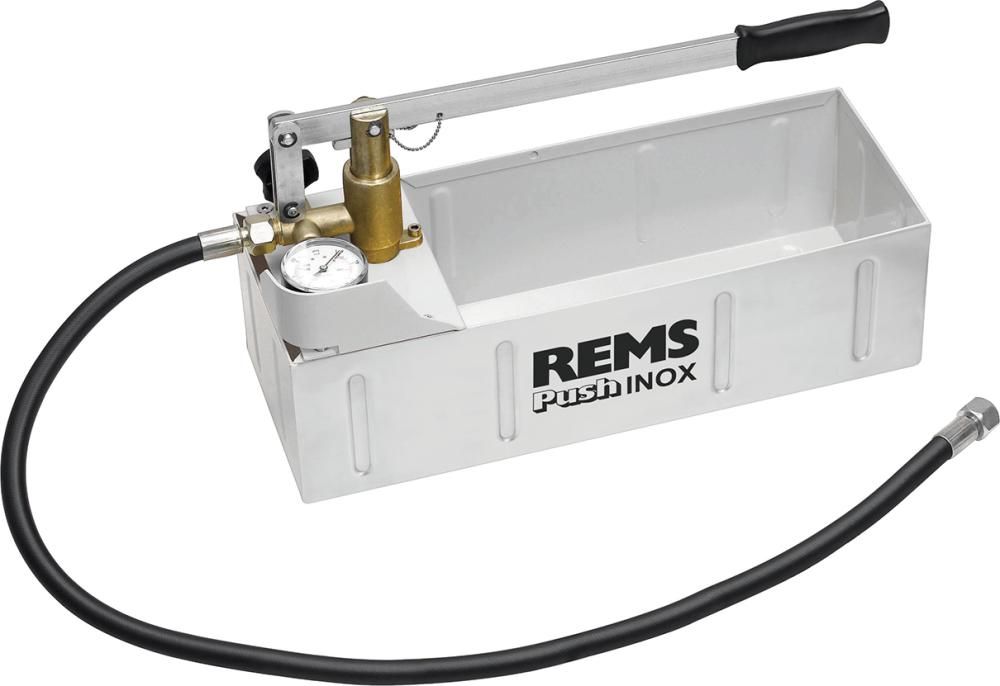 Push INOX Hand-Druckprüfpumpe Rems mit Manometer, p d 6 MPa/60 bar/870 psi